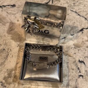 D&G Silver Logo Chain Bracelet